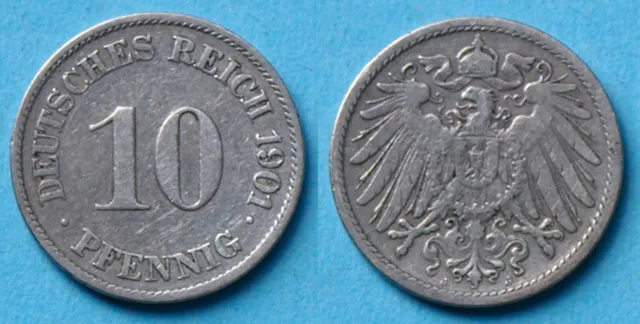 10 Pfennig 1901 J Deutsches Kaiserreich Empire Jäger Nr. 13   (17749