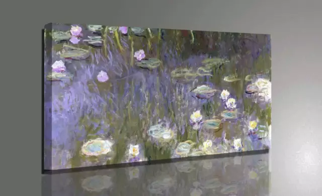 🌺 Quadro Vernice Pennellate Monet Ninfee Stampa su Tela Canvas Effetto Dipinto