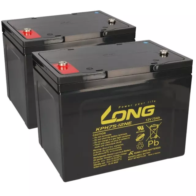 2x 12V 75Ah AGM AKKUS BATTERIEN kompatibel für GEL 70Ah 72Ah INVACARE COMET PRO