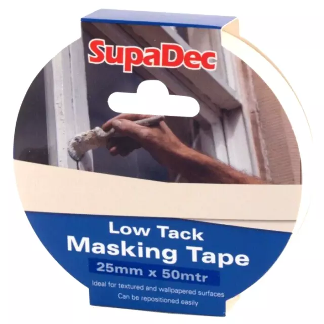 SupaDec Low Tack Masking Tape Roll DIY Craft Painting Decoration 25mm x 50m New