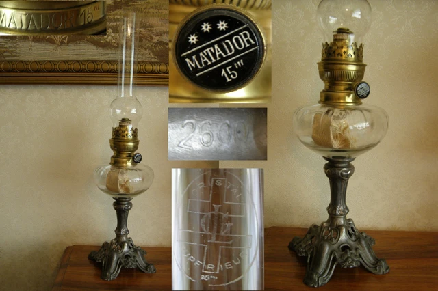 Lampe à Pétrole Ancienne MATADOR 15' En Laiton - Vintage - Occasion