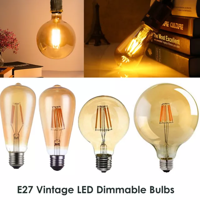 Edison LED Ampoule E27 / B22 Filament Straight E27 blanc chaud vintage Lampe