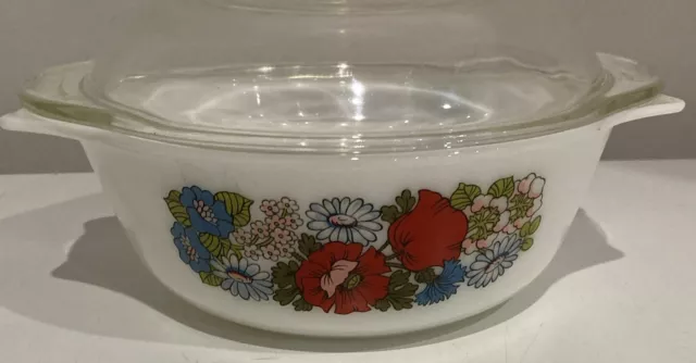 Agee Pyrex Wildflower Casserole Dish With Lid Vintage