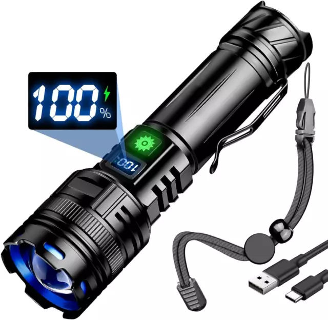 LED Flashlights High Lumens, Rechargeable Flashlight 250,000 Lumen Super Bright