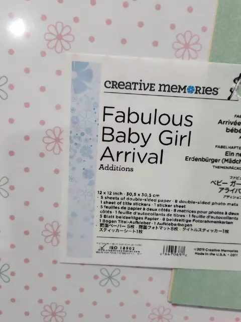 Creative Memories Fabulous Baby Girl Arrival Additions Paper Mats Stickers (C1) 2