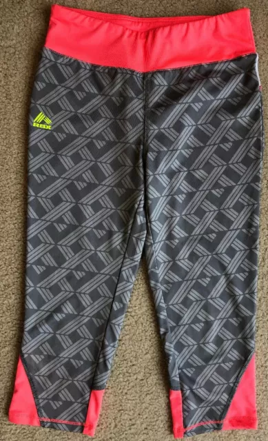 RBX Size XL Girls Gray & Neon Pink Capri Athletic Leggings