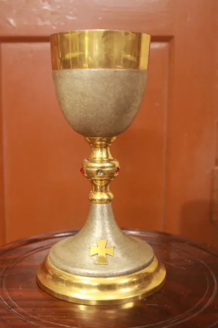 Vintage Chalice Paten Big Ciborium Goblet Grail Wine Cup Christian Home Decor