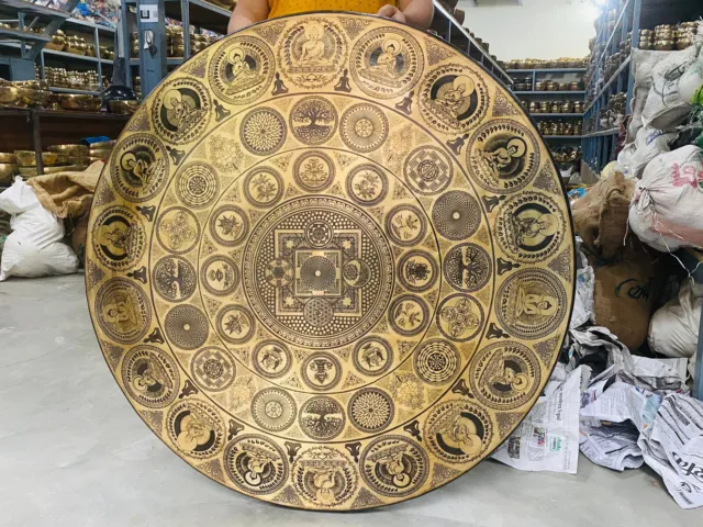 Extra Large Handmade Tibetan Gong with Carved Sacred Symbols-In Various Sizes