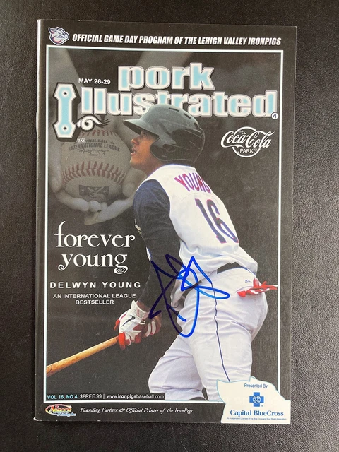 Delwyn Young Signed Lehigh Valley Ironpigs Baseball Program AUTO