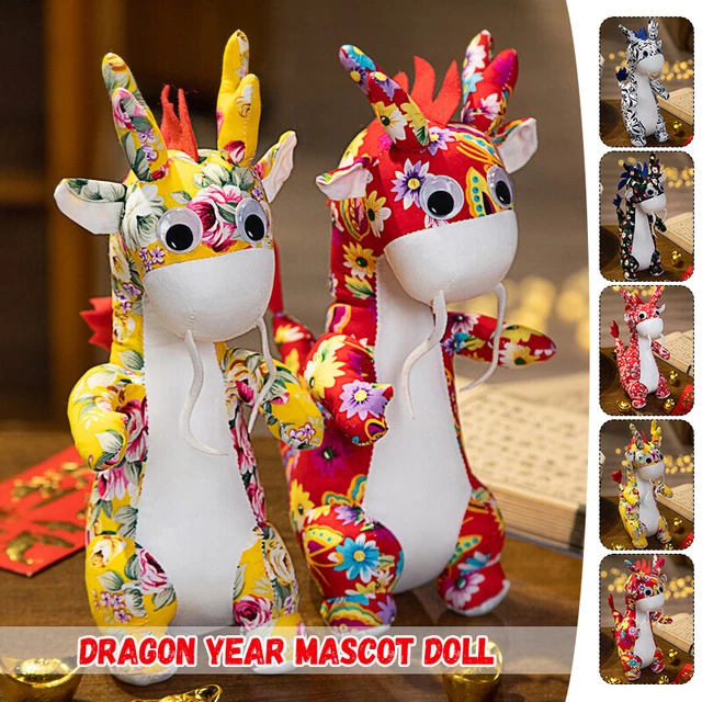 2024 Zodiac Dragon Cute Mascot Plush Toy Stuffed Animal Doll New Year Decor Gift