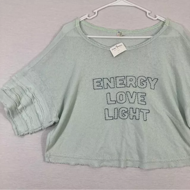 New Free People Movement Cotton Light Blue Oversized Crop Top Small