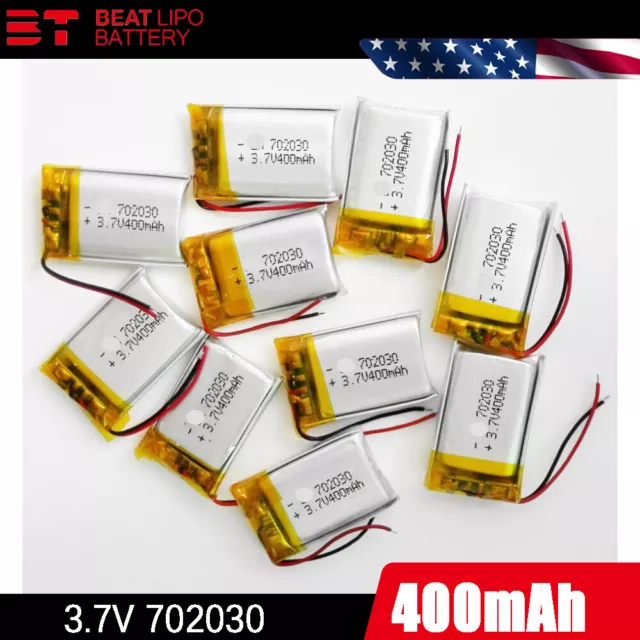 10 pcs 3.7V 400mAh 702030 Lipo Polymer Rechargeable Battery For Earphone PDA GPS