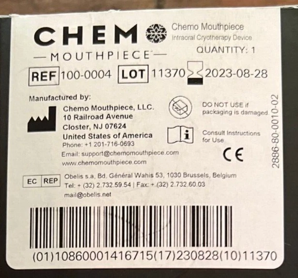 CHEMO MOUTHPIECE (INTRAORAL cryotherapy device) to reduce swelling