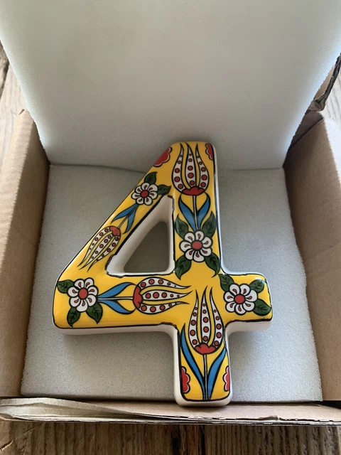 Floral ceramic hand painted house number