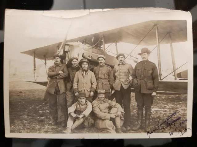 Ancienne Superbe Photo snapshot Aviation old plane Pilote war 14/18 WW2