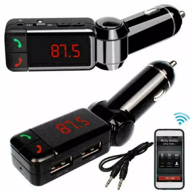 LCD Car Kit Bluetooth FM Transmitter MP3 Player 3.5mm B2S7 C9P6 USB Cha J9K W2U3
