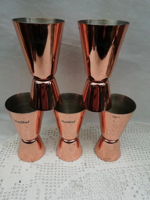 VonShef Kupfer Dual Single Shot Double Shot Spirit Messbecher 25ml 50ml