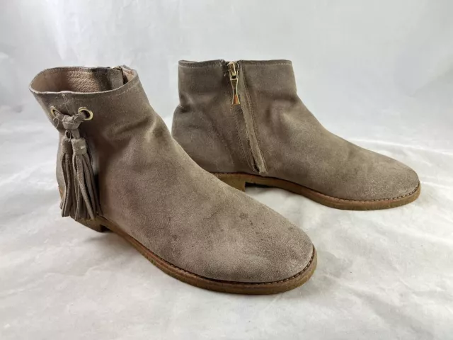 Kate Spade Bellamy Suede Ankle Boots Tassel Accents Booties Size 8.5