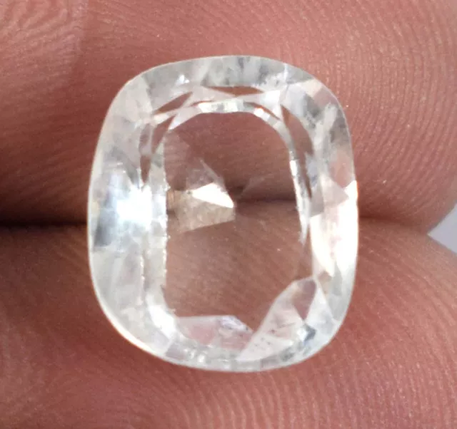 6.90 CT / 11 MM Naturel Coussin Blanc Goshénite Béryl Gemme Certifié B75850