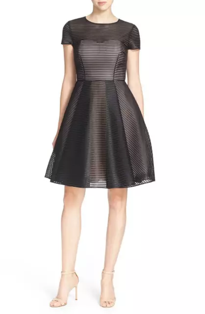 NWT TED Baker Carniva Textured Stripe Fit Flare Dress Tb 3 Us