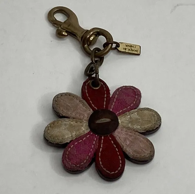 Coach Patchwork Daisy Flower Purse Charm / Key Ring / Keychain