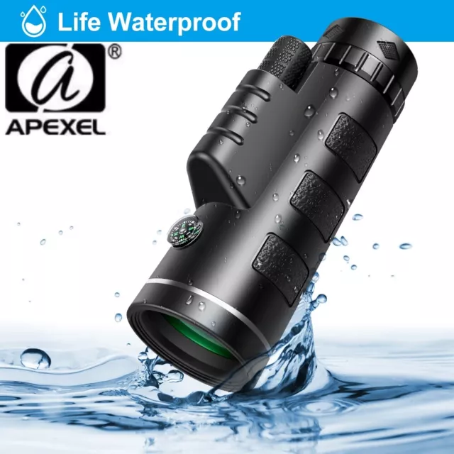 APEXEL Day/Night Vision Monocular Tripod 40X60 Waterproof Telephoto Zoom Lens
