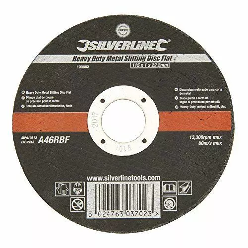 Silverline 103662 Heavy Duty Metal Slitting Disc Flat 115 x 1 x 22.23mm