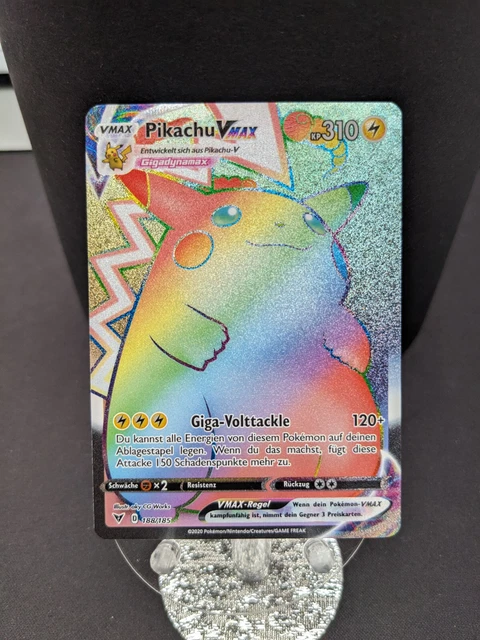 POKEMON PIKACHU VMAX 188/185 Rainbow Fullart Vivid Voltage color shock ...