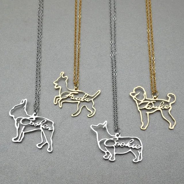 Custom Dog Breed Necklace Name Necklace Dog Pendant Charm Gift for Dog Lovers