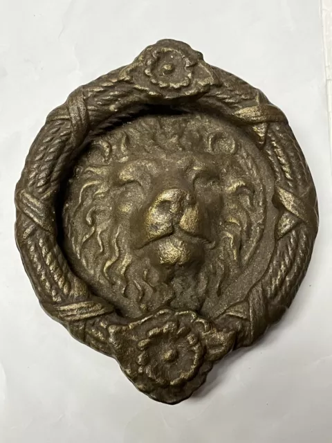 Vintage Solid Cast Brass Lion Door Knocker.