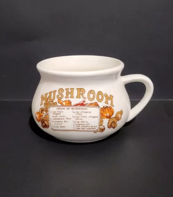 Vintage Mushroom Soup Ceramic Mug Cup 12 Ounces