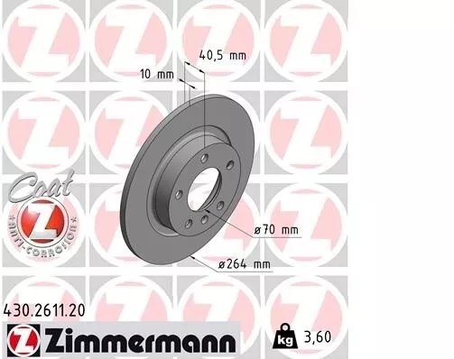 2 x ZIMMERMANN 430.2611.20 Bremsscheibe hinten OPEL ADAM, CORSA