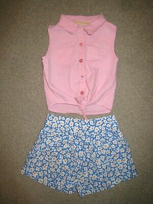 New F&F Toddler Baby Girls Tie Top Shirt & Shorts Outfit Set - 18-24 Months