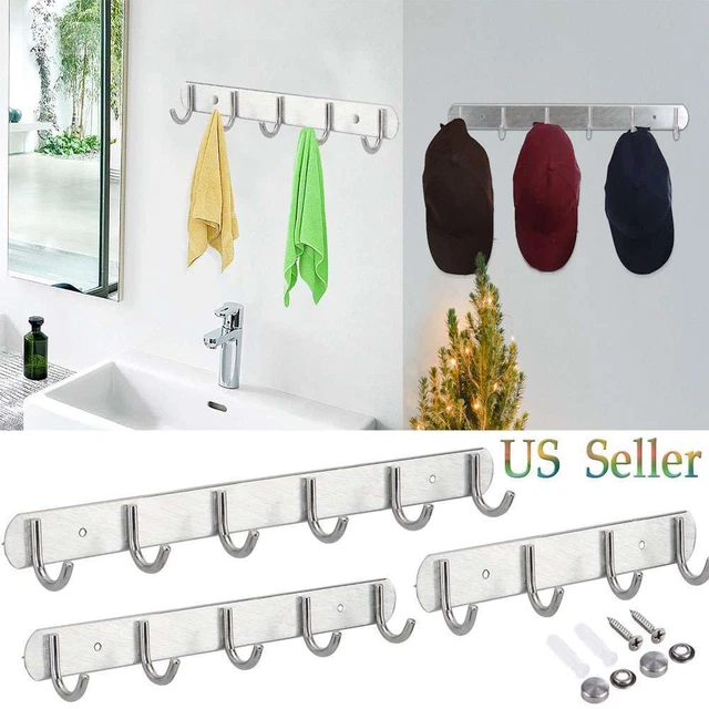 6 Hooks Wall Mount Key Bag Towel Rack Hanger Holder Coat Robe Hat Clothes Rack 2