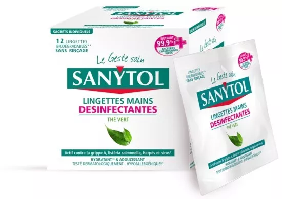 SANYTOL Lingettes désinfectantes biodégradables anti-allergènes 72