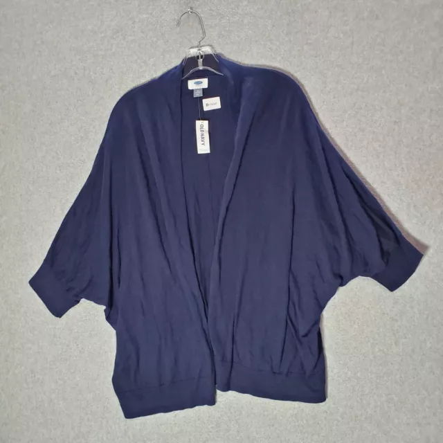 Old Navy Women Sweater 3X Blue Cardigan Open Front 3/4 Sleeve NWT