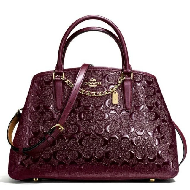 COACH MARGOT CARRYALL IN SIGNATURE DEBOSSED PATENT LEATHER Oxblood