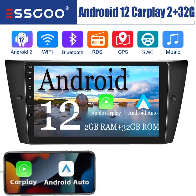 Autoradio Android 12 Pour BMW Série 3 E90 E91 E92 E93 - 8 Cœurs, 4Go RAM, CarPlay, GPS, DAB+