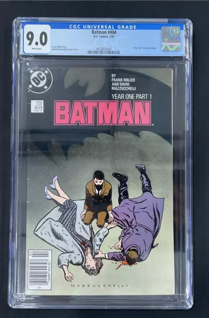 BATMAN #404 CGC 9.0 White Pages. NEWSSTAND! Frank Miller YEAR ONE story part 1!