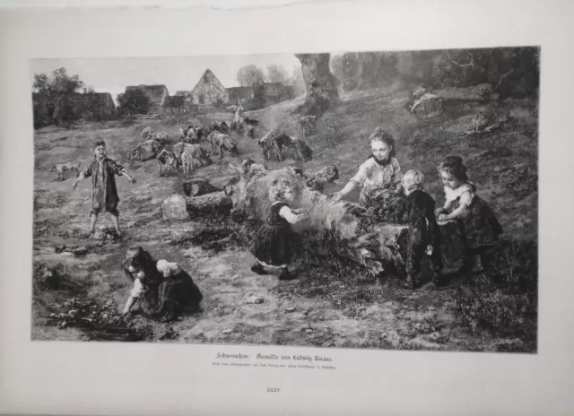 Schweinchen, Gemalde Von Ludwig Knaus 1882