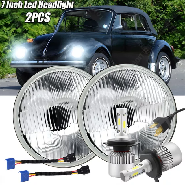 7" inch Round LED Projector Hi/Lo Beam Headlights Kit For 1950-1979 Beetle