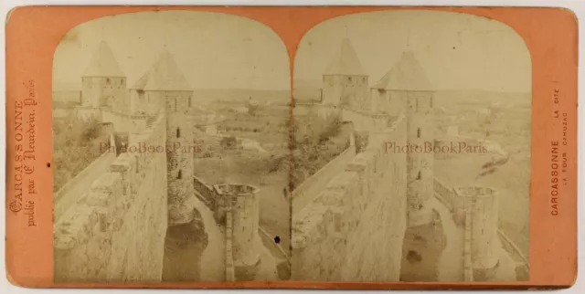 Frankreich Carcassonne c1875 Foto Stereo Vintage Albumin P70L4n