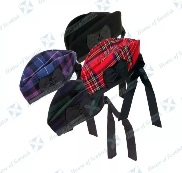 Scottish Highland Tartan Glengarry Hat | Piper Bonnet, Kilt Tartan Cap By Hos