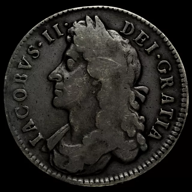 1686 James II Early Milled Silver Half Crown