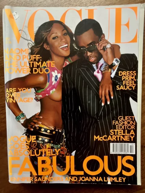 VOGUE MAGAZINE UK OCTOBER 2001 - Naomi Campbell & Puff Daddy - KATE MOSS - RARE