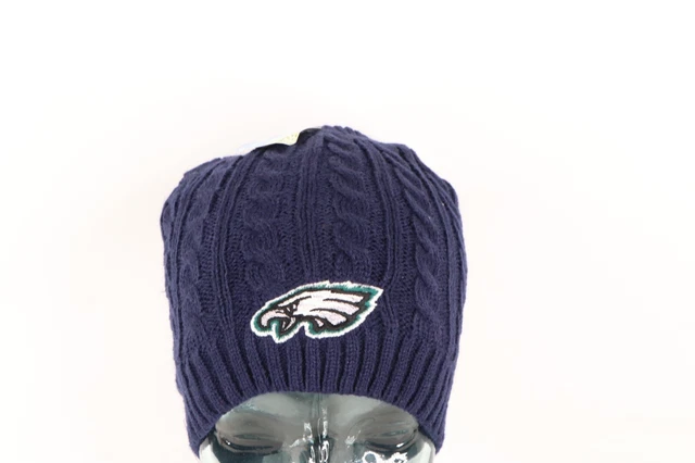 NOS Vtg Philadelphia Eagles Football Fleece Lined Cable Knit Beanie Hat Womens