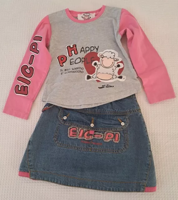 Lotto maglia cotone + gonna denim jeans Chicco Happy People bimba bambina 4 anni