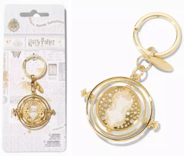 Harry Potter Keyring Time Turner Rotating 3D Gold Tone Official Licensed Claires