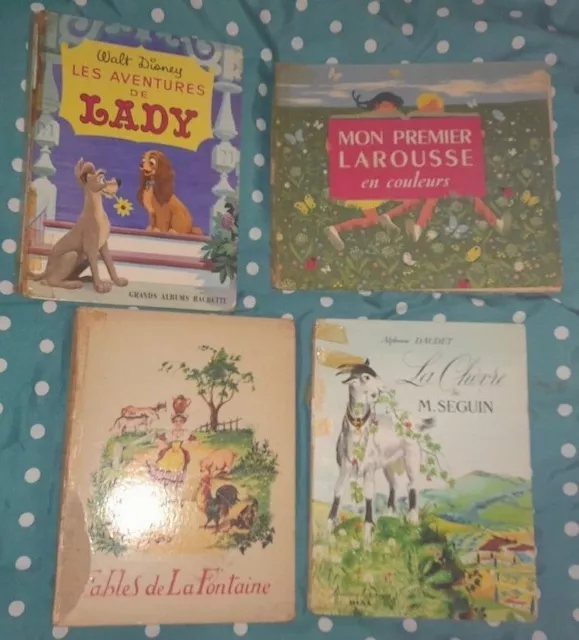 4 livres Les aventures de lady Walt Disney + mon premier la rose couleur +...