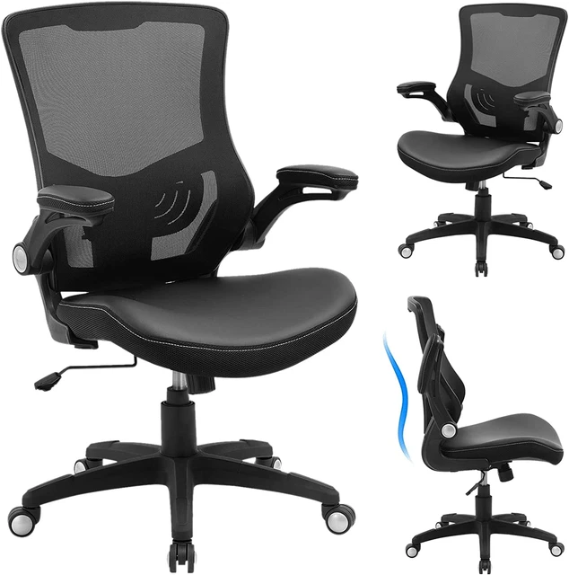 X XISHE Ergonomic Adjustable Height Home Desk, Swivel Mesh Midback Computer Lumb